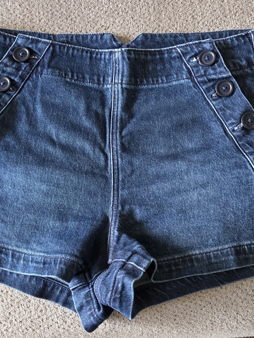 American Eagle Outfitters Dark Blue Denim High-Waist Jean Shorts